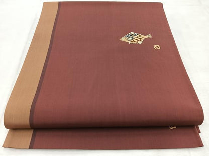 平和屋着物◎太鼓柄袋帯　ヒラメ　銀糸　正絹　逸品　BAAU9822yc