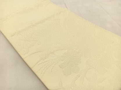 平和屋着物◎西陣　六通柄袋帯　秋草文　女郎花色　証紙付き　正絹　逸品　BAAU9850yc