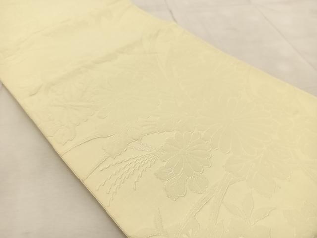 平和屋着物◎西陣　六通柄袋帯　秋草文　女郎花色　証紙付き　正絹　逸品　BAAU9850yc