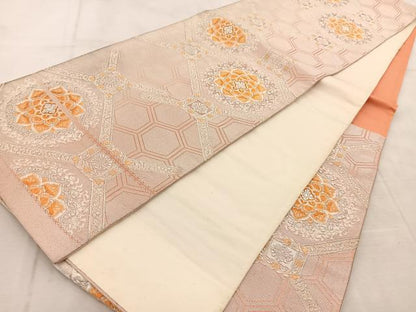 平和屋着物◎六通柄袋帯　唐織　蜀江花文　銀糸　正絹　逸品　BAAU9859yc