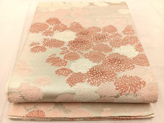 平和屋着物◎六通柄袋帯　唐織　菊花文　正絹　逸品　BAAU9861yc
