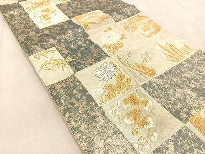 平和屋着物◎六通柄袋帯　唐織　色紙重ね花文　金銀糸　引箔　正絹　逸品　BAAU9871yc