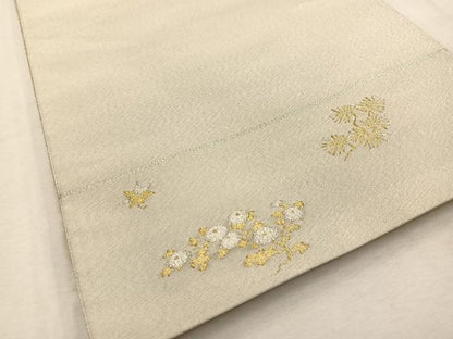 平和屋着物◎太鼓柄袋帯　綴れ　立波花蝶文　金銀糸　正絹　逸品　BAAU9887yc