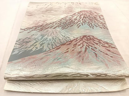 平和屋着物◎六通柄袋帯　錦綾上品錦　遠山文　金銀糸　正絹　逸品　BAAU9891yc