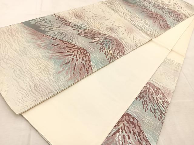 平和屋着物◎六通柄袋帯　錦綾上品錦　遠山文　金銀糸　正絹　逸品　BAAU9891yc
