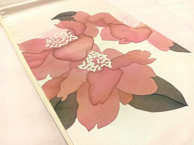 平和屋着物◎西陣 太鼓柄袋帯 作家物 手描き 舞花文 銀糸 引箔 正絹 逸品 BAAU9892yc