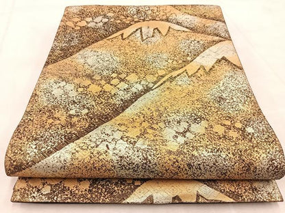 平和屋着物◎六通柄袋帯　重ね山文　金銀糸　正絹　逸品　BAAU9896yc
