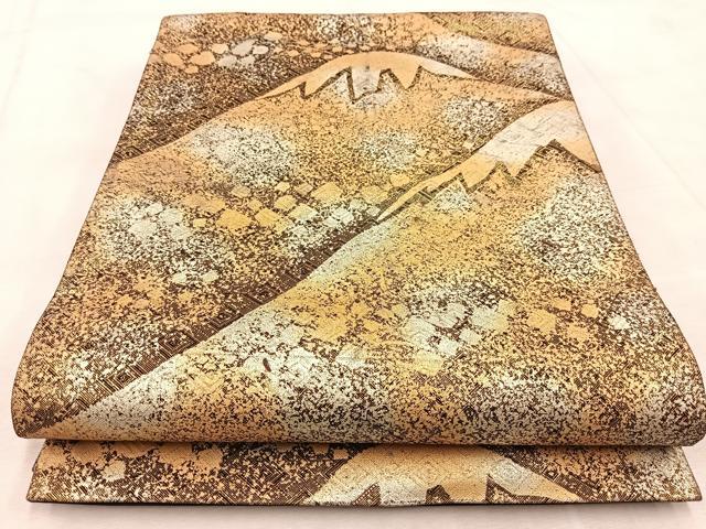 平和屋着物◎六通柄袋帯　重ね山文　金銀糸　正絹　逸品　BAAU9896yc