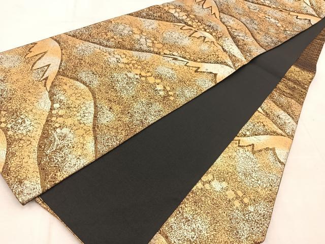 平和屋着物◎六通柄袋帯　重ね山文　金銀糸　正絹　逸品　BAAU9896yc