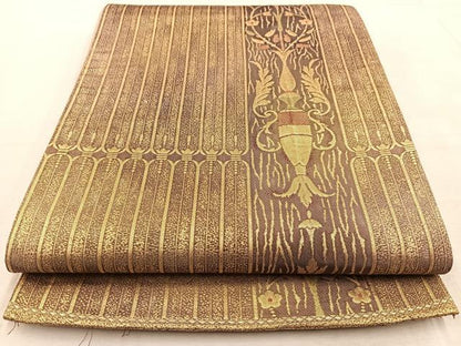 平和屋着物◎六通柄袋帯　飾花文　金糸　正絹　逸品　BAAU9898yc