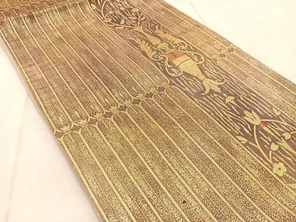 平和屋着物◎六通柄袋帯　飾花文　金糸　正絹　逸品　BAAU9898yc