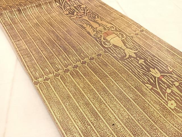 平和屋着物◎六通柄袋帯　飾花文　金糸　正絹　逸品　BAAU9898yc
