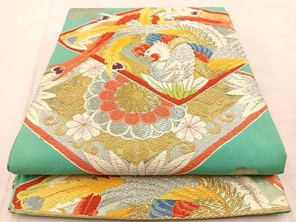 平和屋着物◎六通柄袋帯　唐織　鳳凰花菱文　金銀糸　正絹　逸品　BAAU9899yc