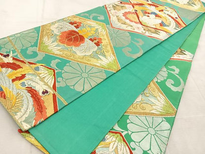 平和屋着物◎六通柄袋帯　唐織　鳳凰花菱文　金銀糸　正絹　逸品　BAAU9899yc