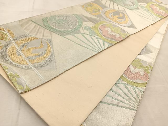 平和屋着物◎六通柄　京袋帯　扇動物丸文　金銀糸　正絹　逸品　BAAU9908yc