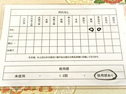 平和屋着物◎六通柄袋帯　唐織　鳳凰花絵皿文　金糸　正絹　逸品　BAAU9909yc