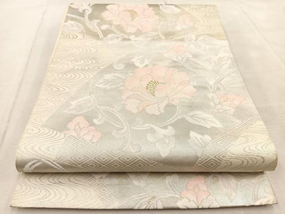 平和屋着物◎六通柄袋帯　地紙牡丹文　金銀糸　引箔　正絹　逸品　BAAU9911yc