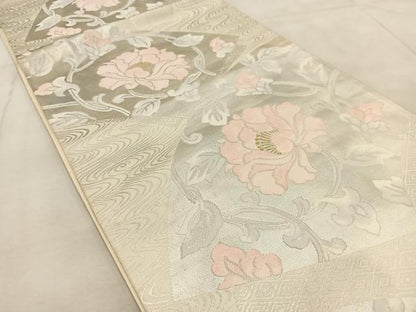 平和屋着物◎六通柄袋帯　地紙牡丹文　金銀糸　引箔　正絹　逸品　BAAU9911yc