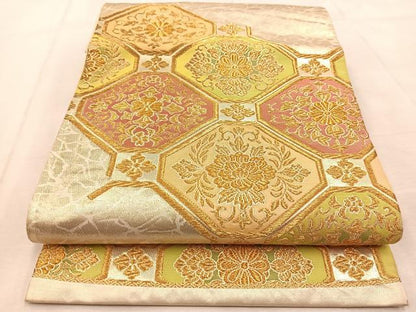 平和屋着物◎六通柄　京袋帯　蜀江花文　金糸　正絹　逸品　BAAU9915yc