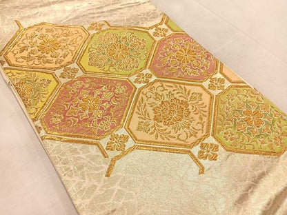 平和屋着物◎六通柄　京袋帯　蜀江花文　金糸　正絹　逸品　BAAU9915yc