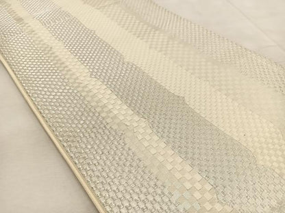 平和屋着物◎六通柄袋帯　変わり市松文様　銀糸　正絹　逸品　BAAU9950yc