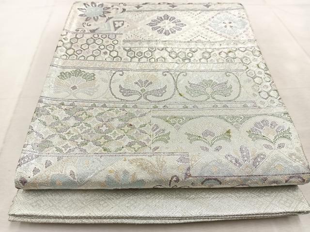 平和屋着物◎佐賀錦　六通柄袋帯　横段花文　金銀糸　正絹　逸品　BAAU9955yc