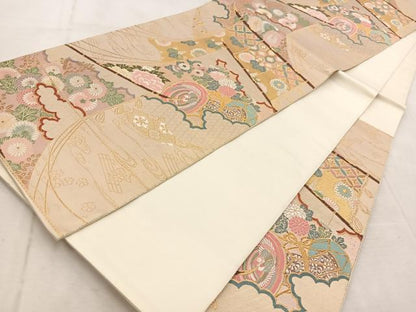 平和屋着物◎六通柄袋帯　唐織　几帳花鳥文　九百錦　金糸　正絹　逸品　BAAU9971yc