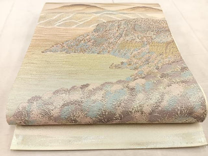 平和屋着物◎六通柄袋帯　十和田湖　金銀糸　正絹　逸品　BAAU9987yc