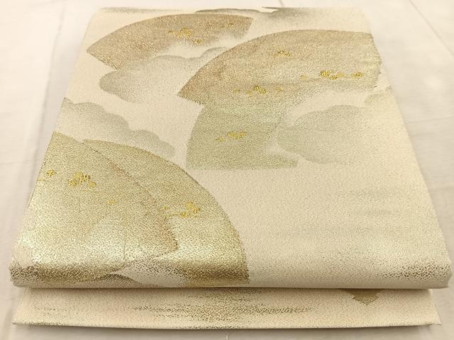 平和屋着物◎太鼓柄袋帯　綴れ　地紙箔散らし文様　金糸　正絹　逸品　BAAU9991yc