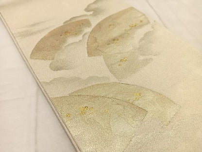 平和屋着物◎太鼓柄袋帯　綴れ　地紙箔散らし文様　金糸　正絹　逸品　BAAU9991yc