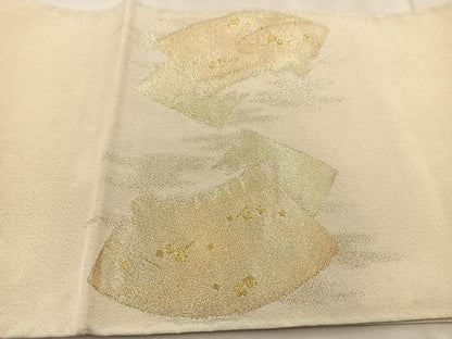 平和屋着物◎太鼓柄袋帯　綴れ　地紙箔散らし文様　金糸　正絹　逸品　BAAU9991yc