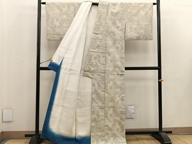 平和屋着物■上質な紬 幾何学文様 正絹 逸品 BAAV0007mz