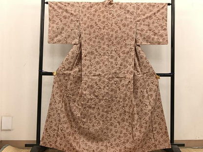 平和屋着物■上質な紬　吉祥花文　正絹　逸品　BAAV0108mz