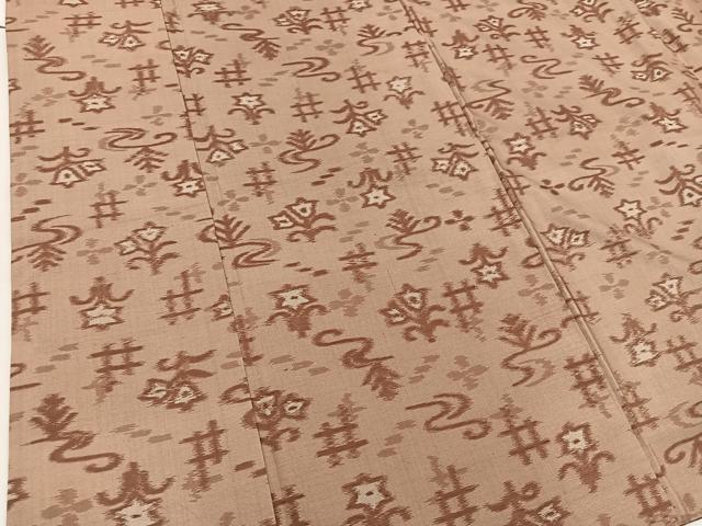 平和屋着物■上質な紬　吉祥花文　正絹　逸品　BAAV0108mz
