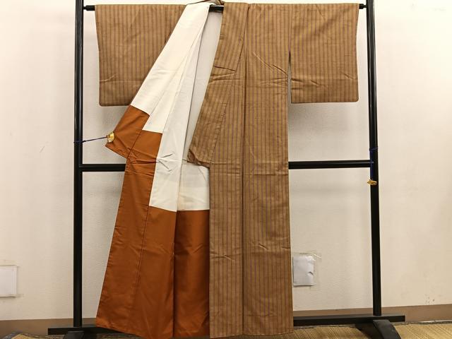 平和屋着物■上質な紬　間道　正絹　逸品　BAAV0231mz