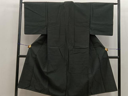 平和屋着物■男性　紬　色無地　藍媚茶色　正絹　逸品　BAAV0245mz