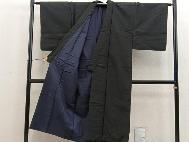 平和屋着物■男性　紬　色無地　藍媚茶色　正絹　逸品　BAAV0245mz