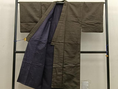 平和屋着物■男性　紬　幾何学文様　正絹　逸品　BAAV0247mz