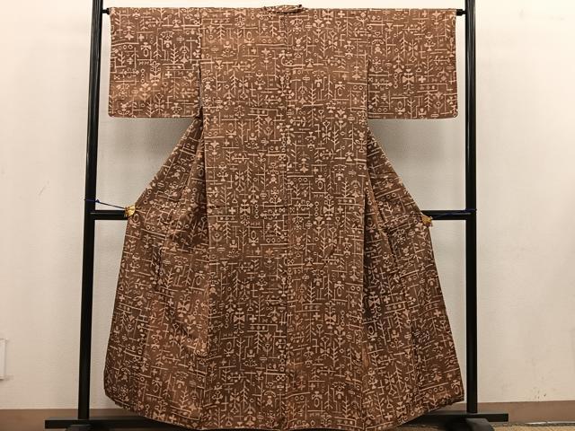 平和屋着物■上質な紬 幾何学文様 正絹 逸品 BAAV0804mz