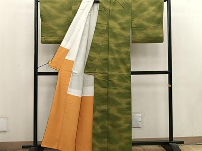 平和屋着物■上質な紬　幾何学文様　正絹　逸品　BAAV0855mz