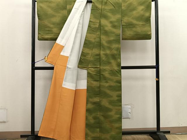 平和屋着物■上質な紬　幾何学文様　正絹　逸品　BAAV0855mz