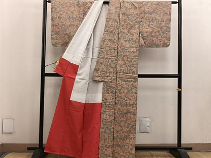 平和屋着物■上質な紬　樹林風景文　正絹　逸品　BAAV0909mz