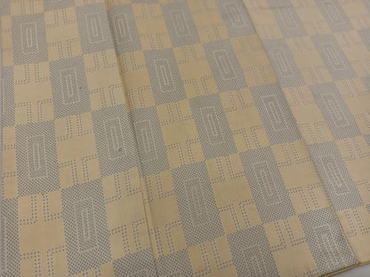 平和屋着物■上質な紬　市松文様　正絹　逸品　BAAV0932mz