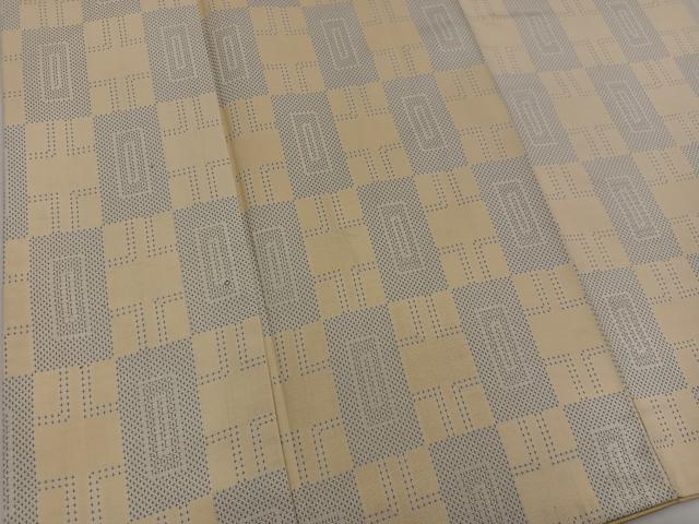 平和屋着物■上質な紬　市松文様　正絹　逸品　BAAV0932mz