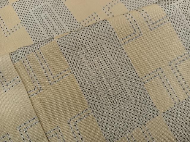 平和屋着物■上質な紬　市松文様　正絹　逸品　BAAV0932mz