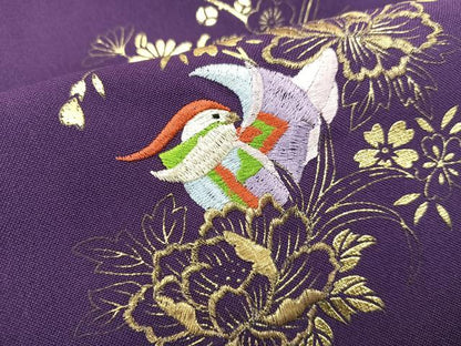 平和屋着物●女性　行灯袴　総刺繍　鴛鴦花文　金彩　逸品　BAAV0967mz