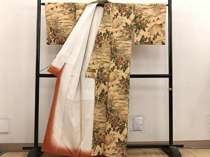 平和屋着物■上質な小紋　紬地　樹林文　正絹　逸品　BAAV1007mz