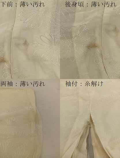 平和屋着物■長襦袢　無双仕立て　菊地紋　白色　正絹　逸品　BAAV1308mz
