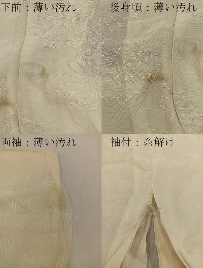 平和屋着物■長襦袢　無双仕立て　菊地紋　白色　正絹　逸品　BAAV1308mz