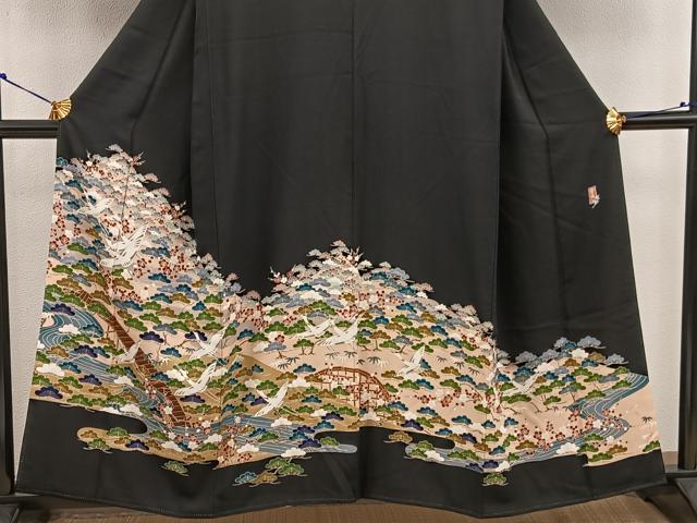 平和屋着物□豪華黒留袖 友禅 作家物 松竹梅 飛鶴文 正絹 逸品